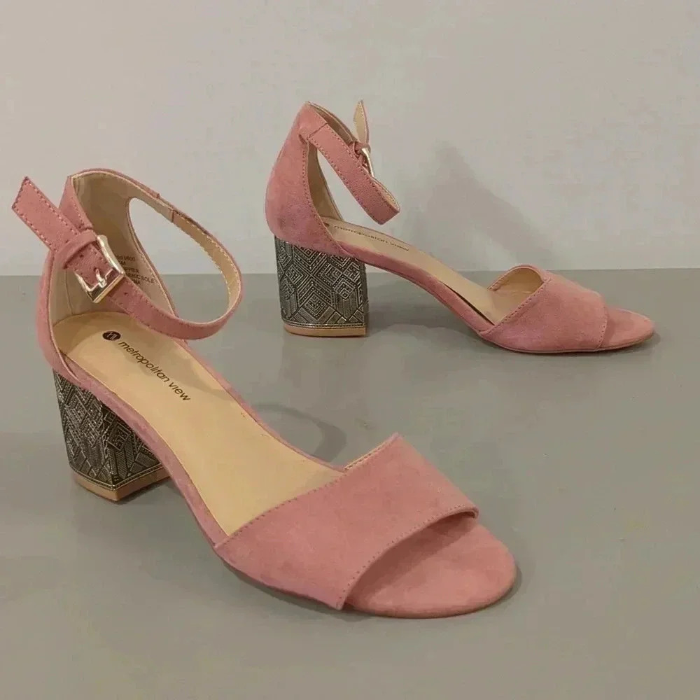 Pink Block‎ Heel Sandals size 7.5